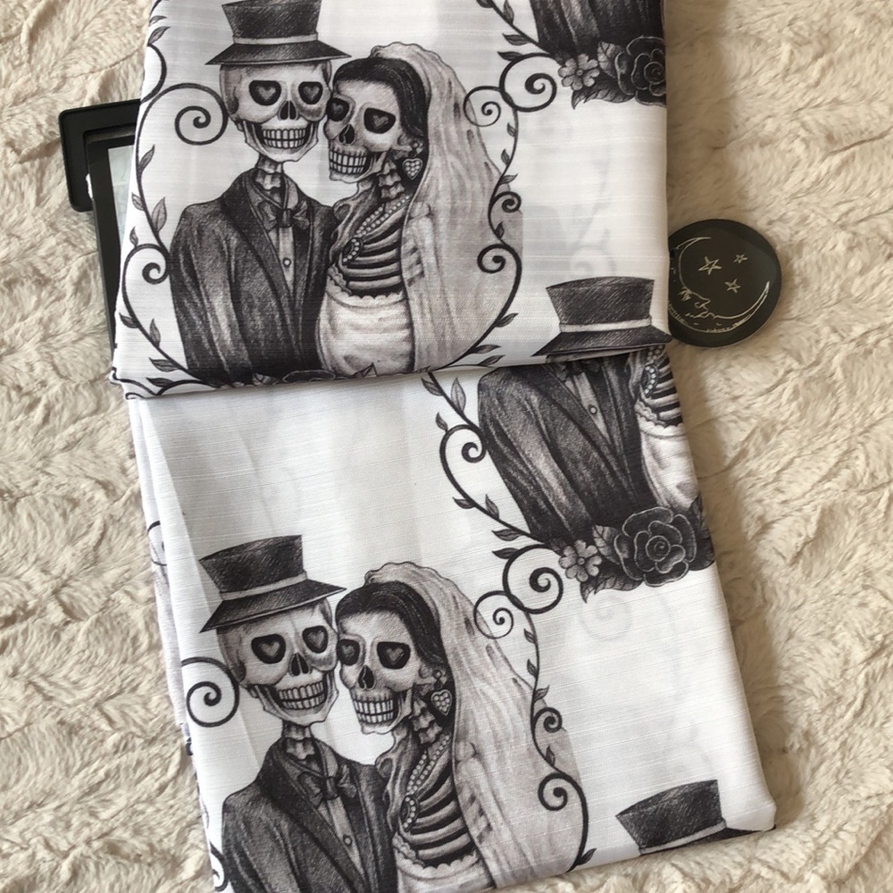 Happy Halloween Black & White Skeleton Couple Shower Curtain - Picture 5 of 8